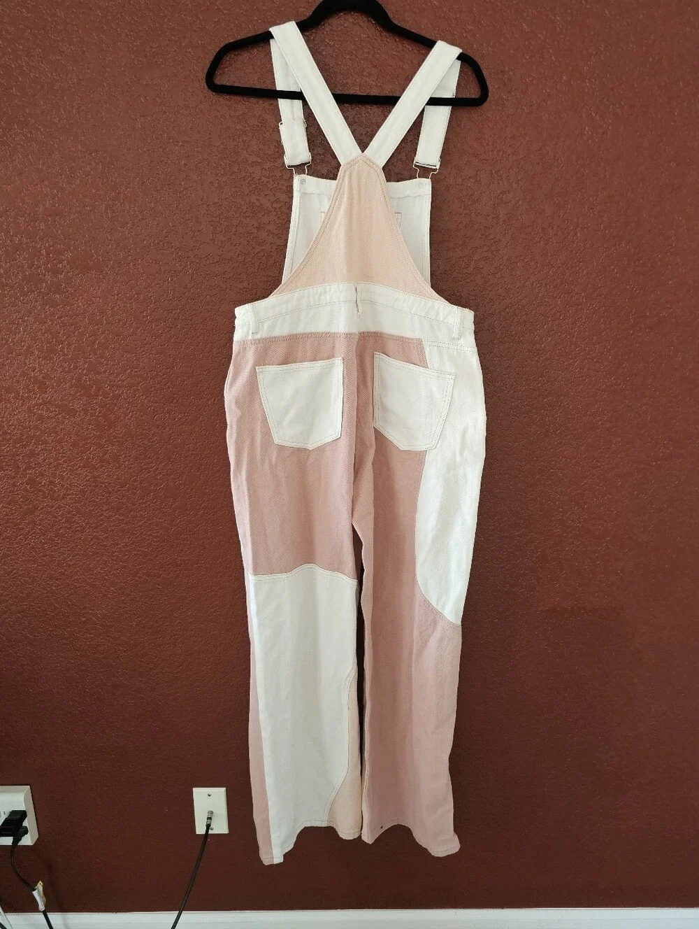 Cider Pink and White Patchwork Overalls - Picture 5 of 8